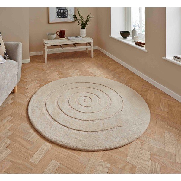 Krémově bílý vlněný koberec Think Rugs Spiral, ⌀ 180 cm-image-1