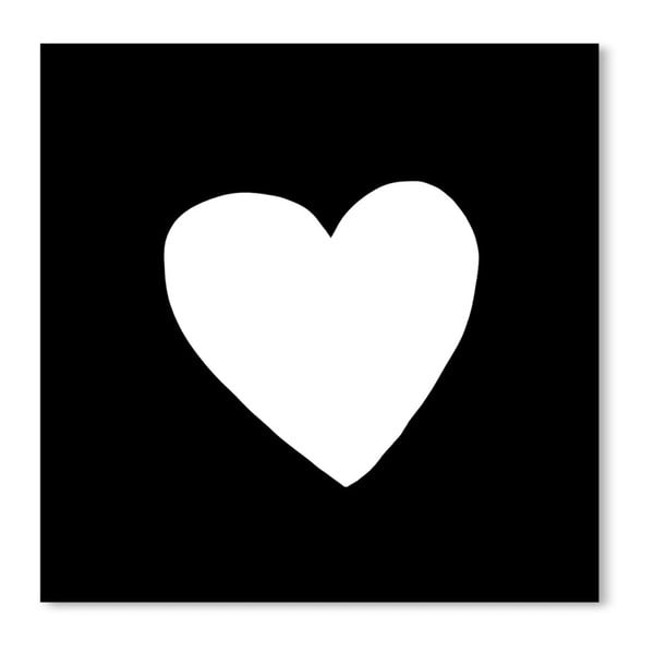 Černý plakát Americanflat Big Heart, 30 x 30 cm