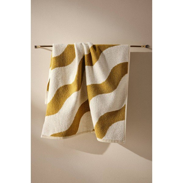 Žlutý/krémový bavlněný ručník 50x70 cm Waves – Jotex-image-1