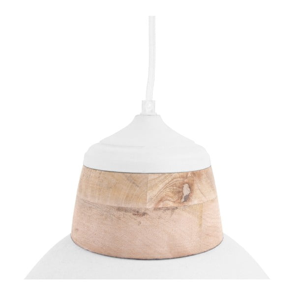 Bílé závěsné svítidlo s dřevěným detailem Leitmotiv Farm, ⌀ 41 cm-image-2