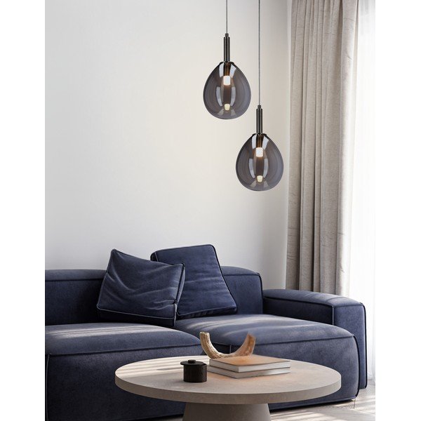 Šedé LED závěsné svítidlo se skleněným stínidlem Lukka – Candellux Lighting-image-1