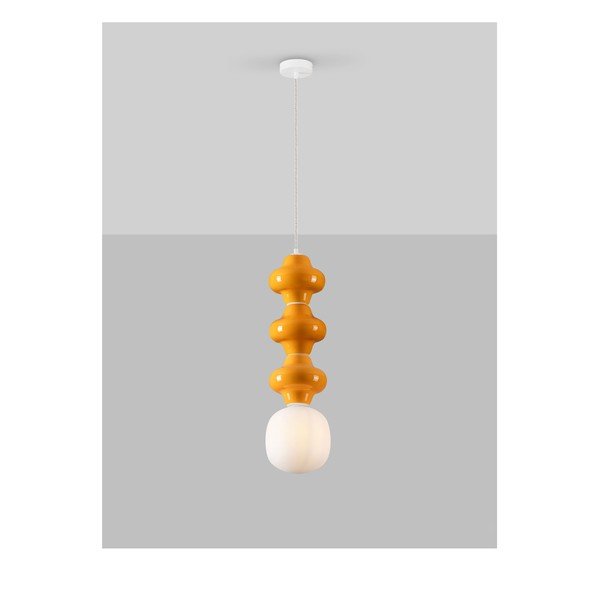 Bílé/oranžové keramické závěsné svítidlo se skleněným stínidlem ø 18 cm Clio – Nova Luce-image-3