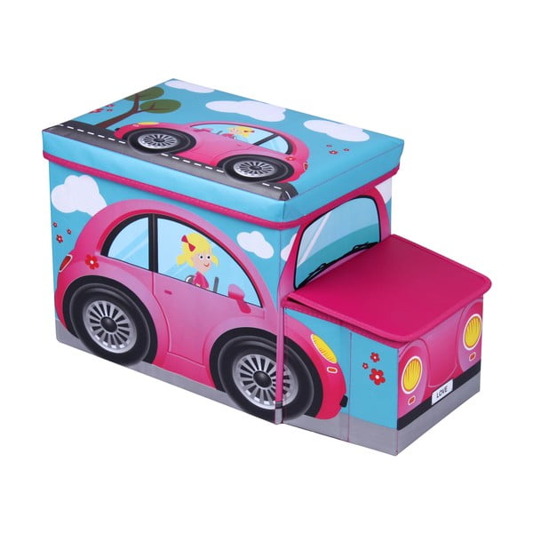 Dětská taburetka s úložným prostorem JOCCA Pink Car-image-1
