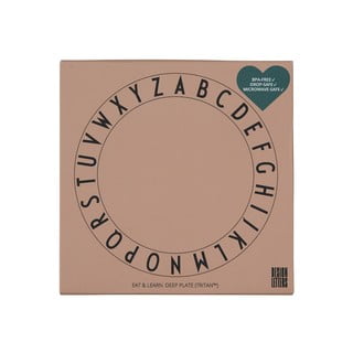 Béžový dětský hluboký talíř Design Letters Eat & Learn, ø 15,5 cm