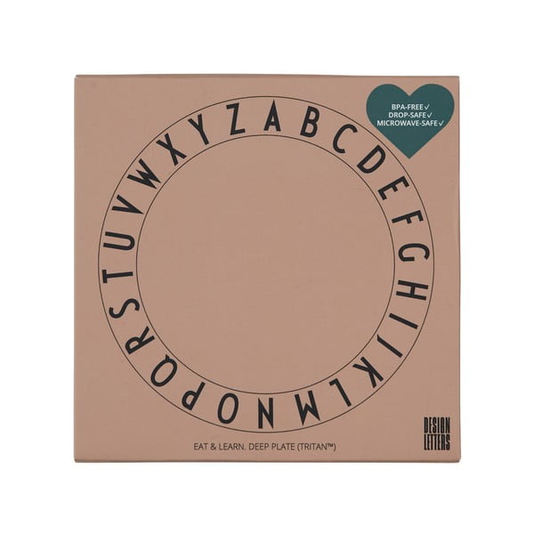 Béžový dětský hluboký talíř Design Letters Eat & Learn, ø 15,5 cm-image-1