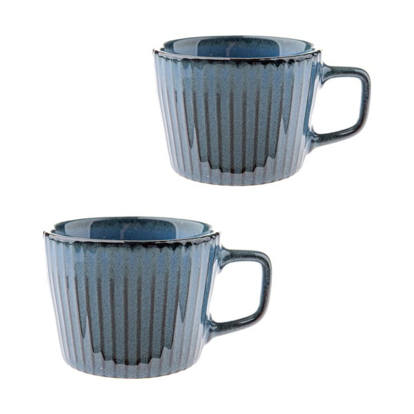 Modré hrnky v sadě 2 ks na cappuccino z kameniny 190 ml Tone – Dakls