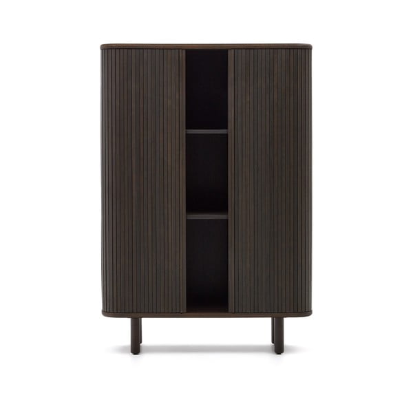 Tmavě hnědá skříňka v dekoru jasanu s posuvnými dveřmi 110x140 cm Mailen – Kave Home