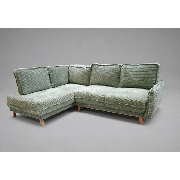 Světle zelená manšestrová rozkládací/s úložným prostorem rohová pohovka (levý roh/do L) Tori - II. jakost – Bonami Selection-image-2