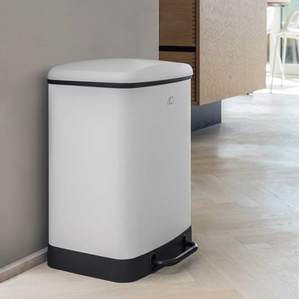 Bílý kovový pedálový odpadkový koš na tříděný odpad 24 l Wonda – Mette Ditmer Denmark-image-1