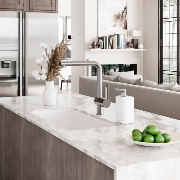 Bílý ocelový dávkovač mýdla 473 ml Pulse – simplehuman-image-1