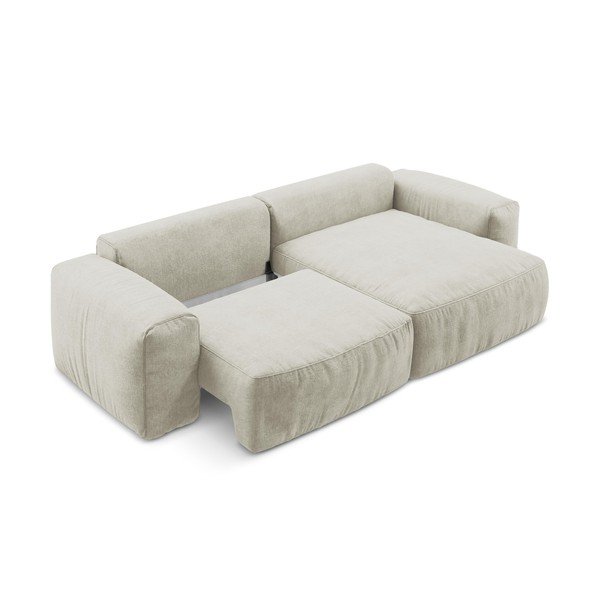 Béžová žinylková rozkládací rohová pohovka (pravý roh/s lenoškou) Kuki – Makamii-image-4