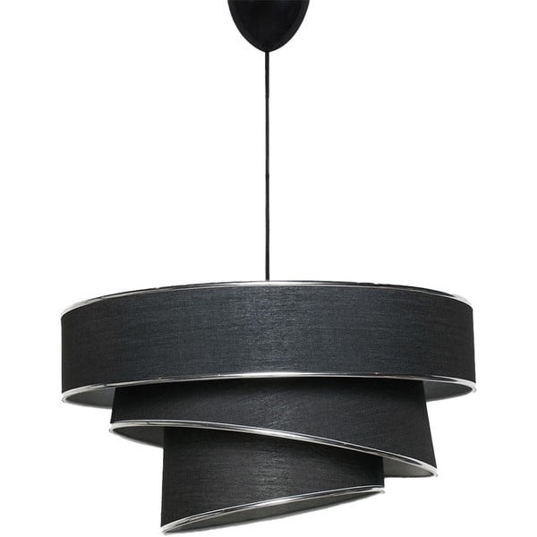 Závěsné svítidlo v černo-stříbrné barvě s textilním stínidlem ø 40 cm Couper – Opviq lights