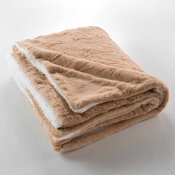 Světle hnědá deka z mikroplyše 180x220 cm Foxy – douceur d'intérieur