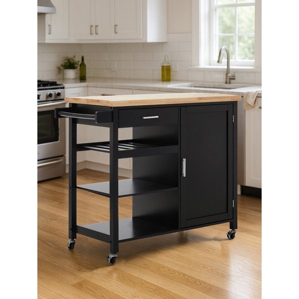 Servírovací stolek na kolečkách z kaučukového dřeva 48x105 cm Frankfurt – Premier Housewares-image-2