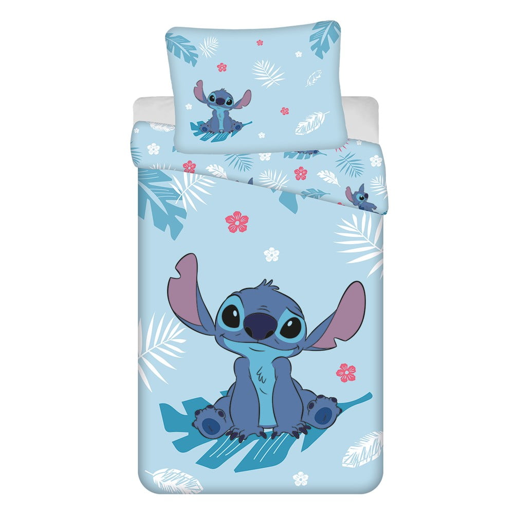 Modré bavlněné dětské povlečení na jednolůžko 140x200 cm Lilo and Stitch "Blue"  – Jerry Fabrics