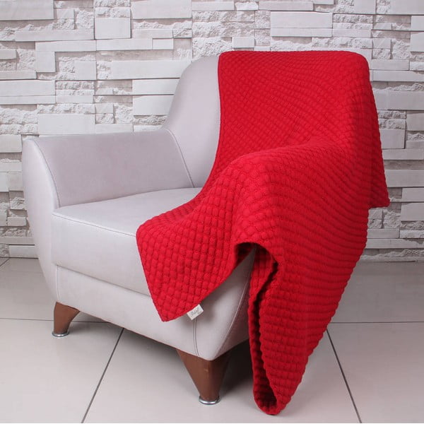 Červená bavlněná deka Ciana, 130 x 170 cm