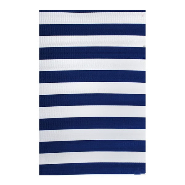 Modro-bílý oboustranný koberec vhodný i do exteriéru Green Decore Stripes, 90 x 150 cm