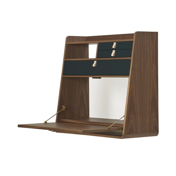 Nástěnný sekretář s šedými zásuvkami HARTÔ Gaston, šířka 80 cm-image-1