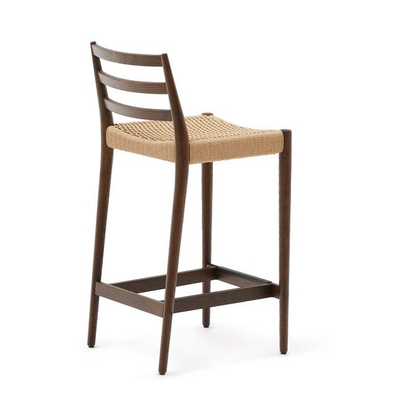 Hnědá/v přírodní barvě barová židle z dubového dřeva (výška sedáku 70 cm) Analy – Kave Home-image-4
