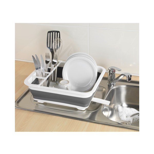 Bílo-šedý skládací odkapávač na nádobí Wenko Rack-image-4