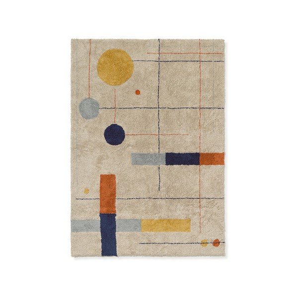 Béžový pratelný/ručně tkaný bavlněný koberec 120x160 cm Geometrical Shapes – Lorena Canals