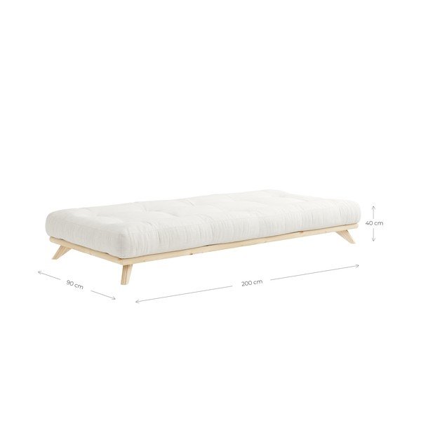 Černá jednolůžková postel z masivního borovicového dřeva s matrací Karup Design Senza Double, 90 x 200 cm-image-4