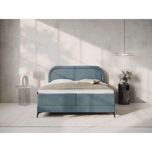 Světle modrá boxspring postel s úložným prostorem 180x200 cm Eclipse – Cosmopolitan Design-image-1