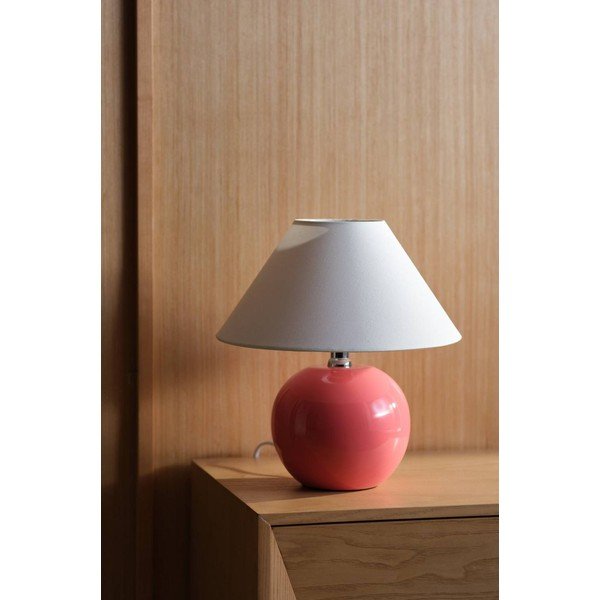 Růžová/krémová keramická stolní lampa (výška 29 cm) Karamell – Jotex-image-2