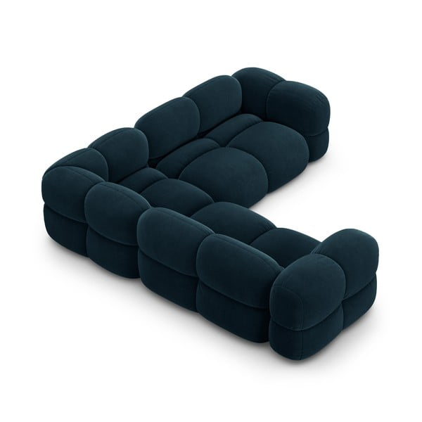 Tmavě modrá sametová rohová pohovka Loretto – Cosmopolitan Design-image-4