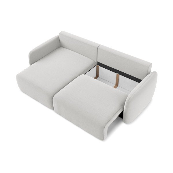 Světle šedá sametová rozkládací/s úložným prostorem rohová pohovka (levý roh/s lenoškou) Kalena – Makamii-image-4