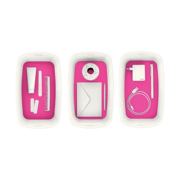 Bílo-růžový úložný box s víkem Leitz Office, objem 5 l-image-2