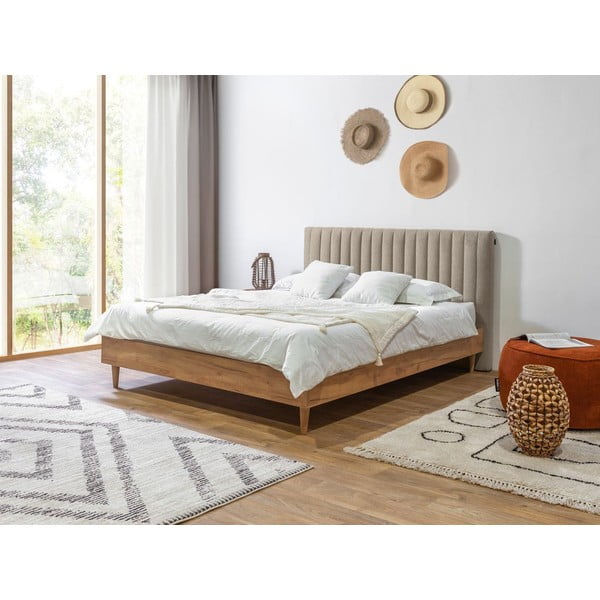 Béžová/přírodní dvoulůžková postel s roštem 180x200 cm Oceane – Bobochic Paris-image-1