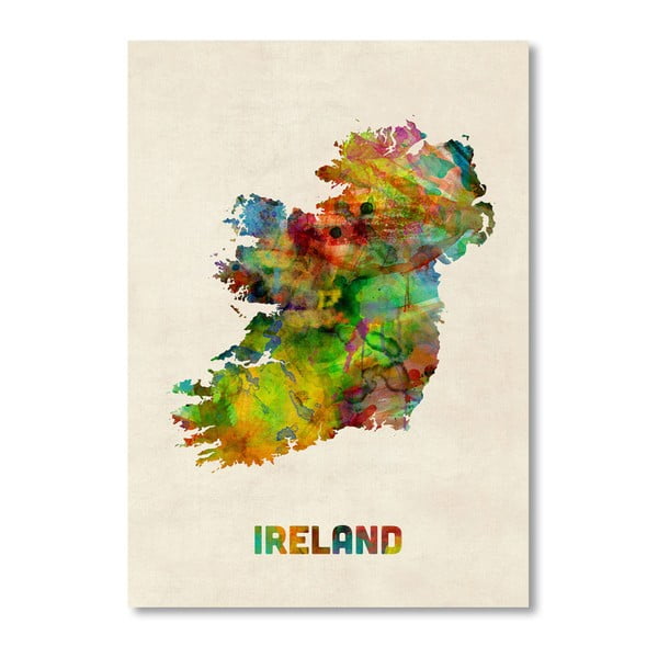 Plakát s pestrobarevnou mapou Irska Americanflat Art, 60 x 42 cm
