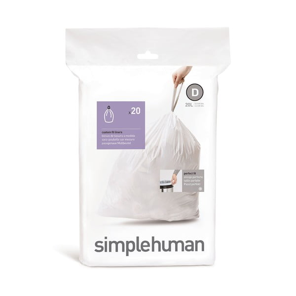 Stahovací pytle na odpadky v sadě 20 ks 20 l D – simplehuman