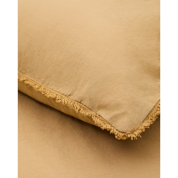 Povlečení na dvoulůžko/prodloužené z bavlněného perkálu v hořčicové barvě 260x240 cm Sifinia – Kave Home-image-4
