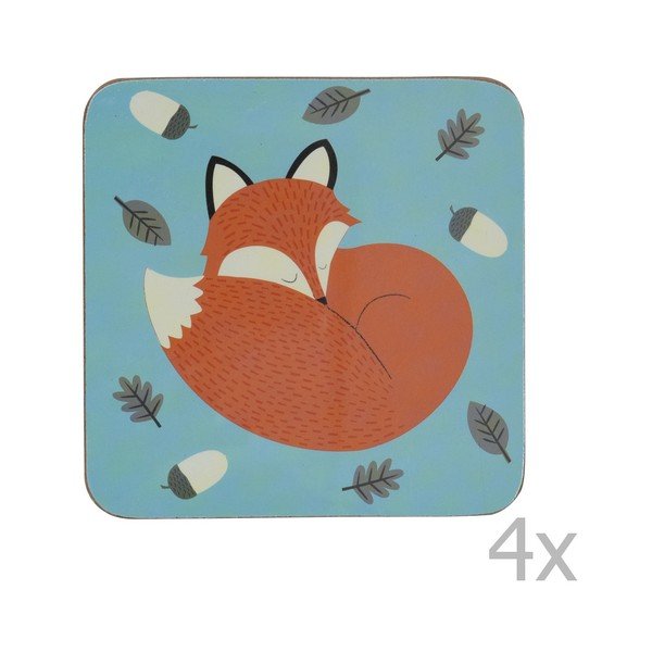 Sada 4 korkových podtácků Rex London Rusty The Fox