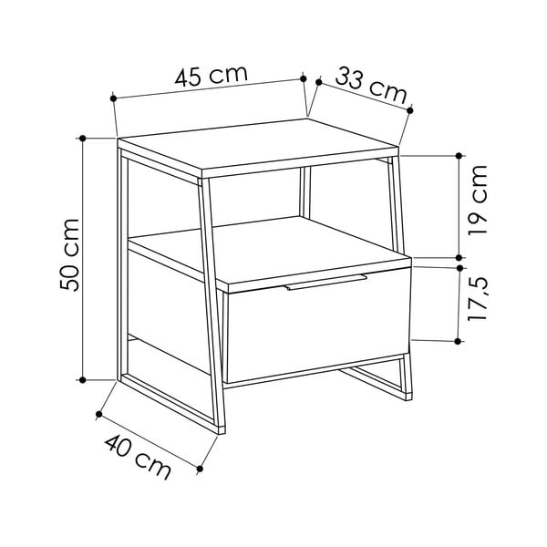 Noční stolek s poličkami v přírodní barvě Pal – Kalune Design-image-3