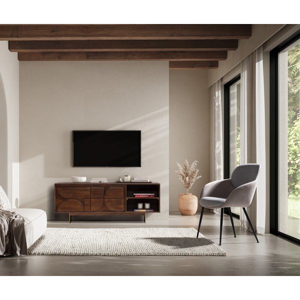 Hnědý TV stolek z mangového dřeva 145x55x40 cm Trisha – MOME-image-1