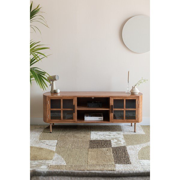 TV stolek z kaučukového dřeva v přírodní barvě 150x55x38 cm Yaz – White Label-image-1