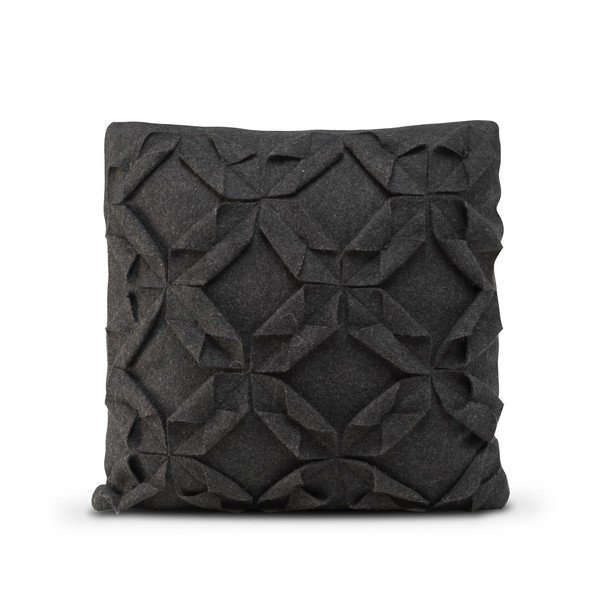 Černý vlněný povlak na polštář HF Living Felt Structured, 50 x 50 cm
