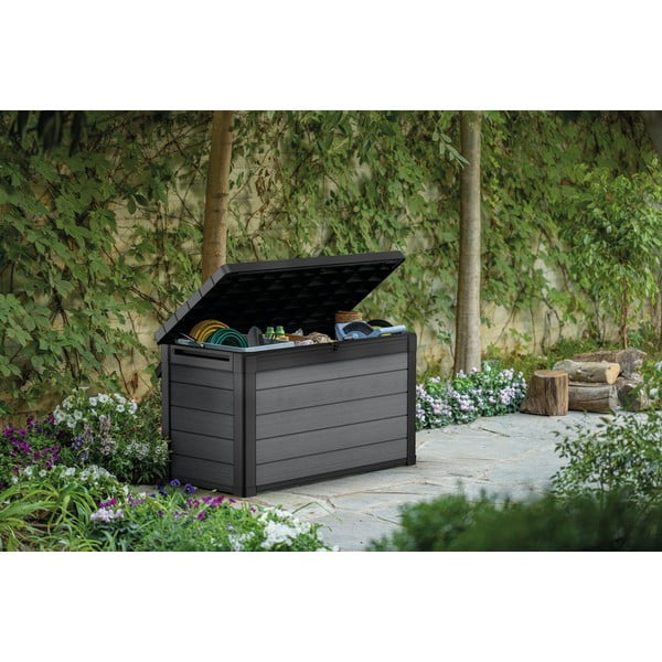 Tmavě šedý plastový zahradní úložný box Cortina – Keter-image-1