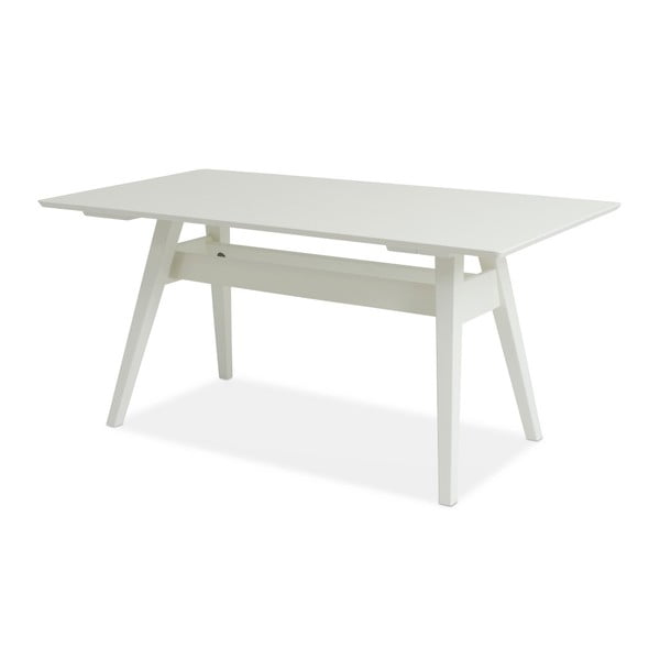 Bílý ručně vyráběný jídelní stůl z masivního březového dřeva Kiteen Notte, 75 x 140 cm