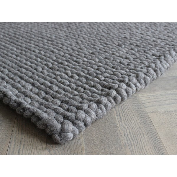 Ořechově hnědý pletený vlněný koberec Wooldot Braided Rugs, 100 x 150 cm