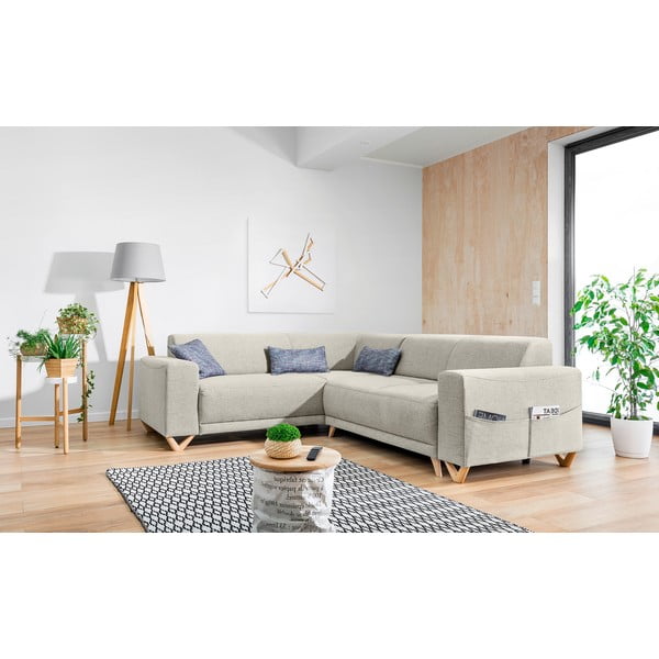 Béžová rozkládací/s úložným prostorem rohová pohovka (levý roh/do L) Classy Sophie – Miuform-image-3