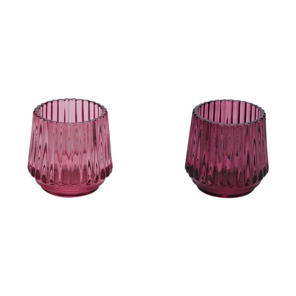 Sada 2 růžových skleněných svícnů na čajovou svíčku Ego Dekor, ø 7 cm