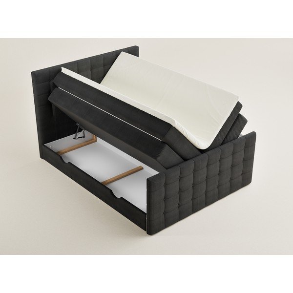 Antracitová boxspring postel s úložným prostorem 200x200 cm Tasca – Maison de Rêve-image-3