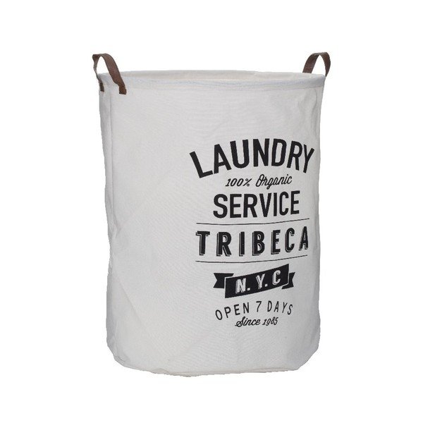 Bílý koš na prádlo s popiskem Premier Housewares Tribeca, 54 l