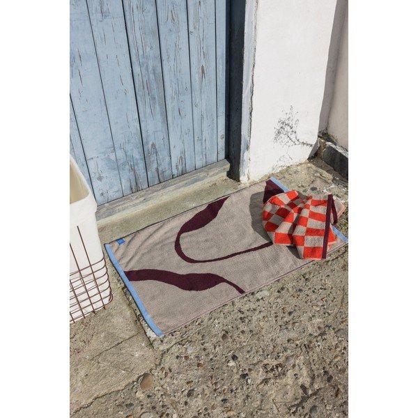 Vínová/šedobéžová koupelnová předložka do sprchy z bio bavlny 50x80 cm Nova Arte  – Mette Ditmer Denmark-image-1