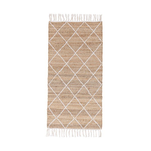 Bílý/v přírodní barvě ručně tkaný jutový koberec 70x140 cm Shaila – Bizzotto
