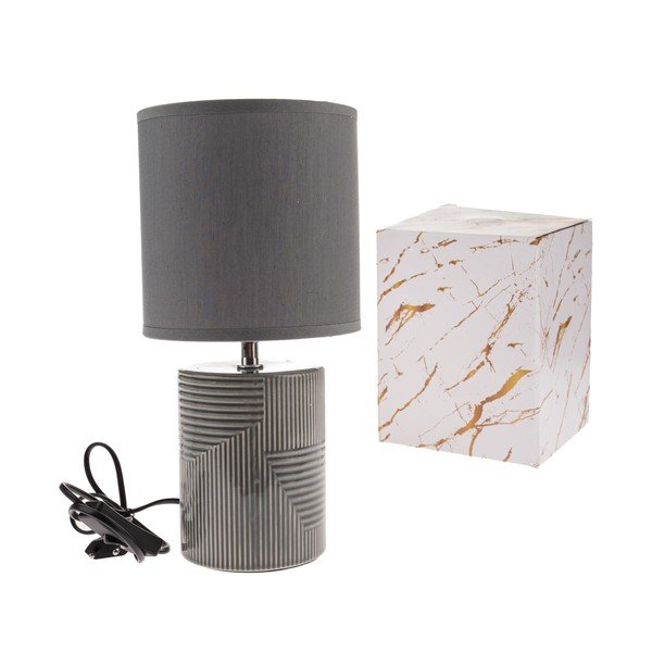 Šedá keramická stolní lampa s textilním stínidlem (výška 32,5 cm) Anita – Dakls-image-1
